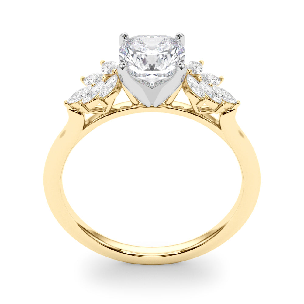Radiant Peg Center Marquise Diamond Engagement Ring in 10K/14K gold and platinum with certified lab-grown or natural diamonds