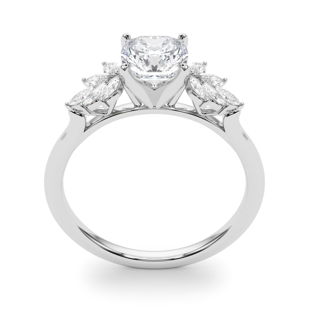 Radiant Peg Center Marquise Diamond Engagement Ring in 10K/14K gold and platinum with certified lab-grown or natural diamonds