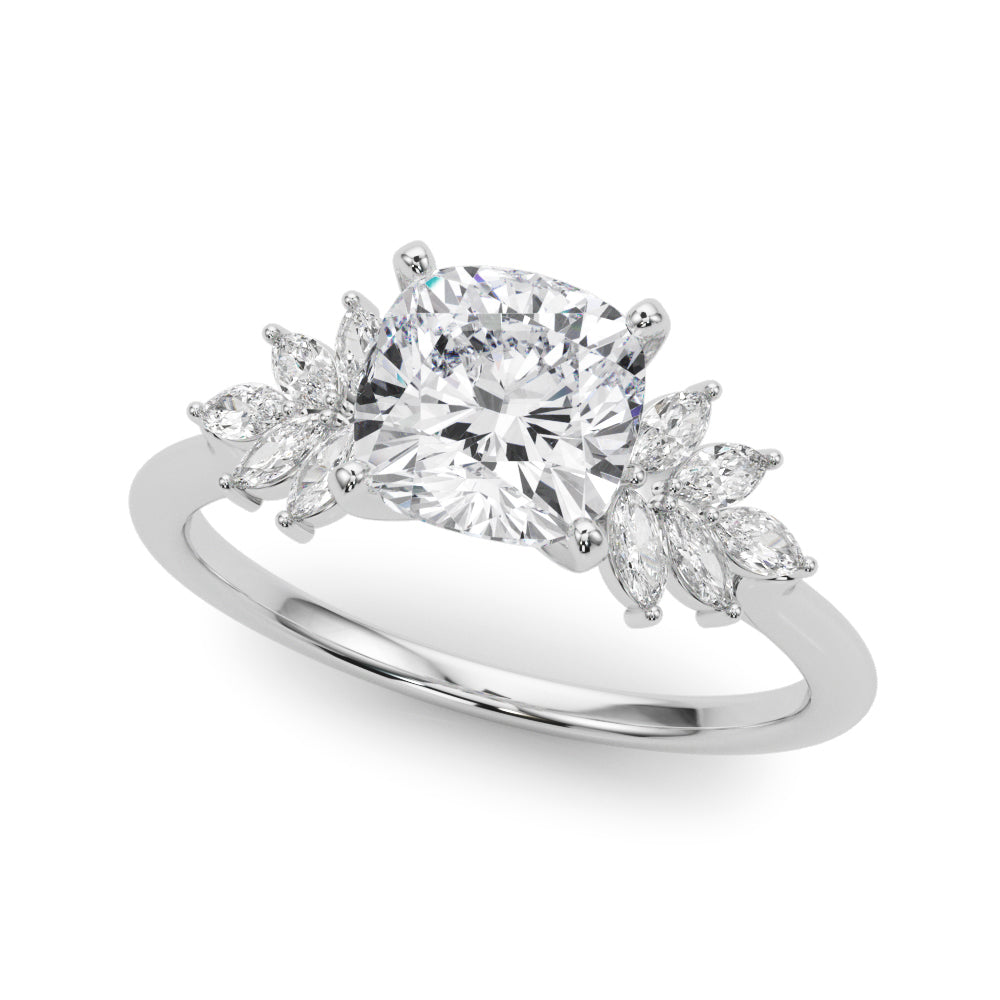 Radiant Peg Center Marquise Diamond Engagement Ring in 10K/14K gold and platinum with certified lab-grown or natural diamonds