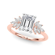 Radiant Peg Center Marquise Diamond Engagement Ring in 10K/14K gold and platinum with certified lab-grown or natural diamonds
