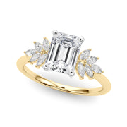 Radiant Peg Center Marquise Diamond Engagement Ring in 10K/14K gold and platinum with certified lab-grown or natural diamonds