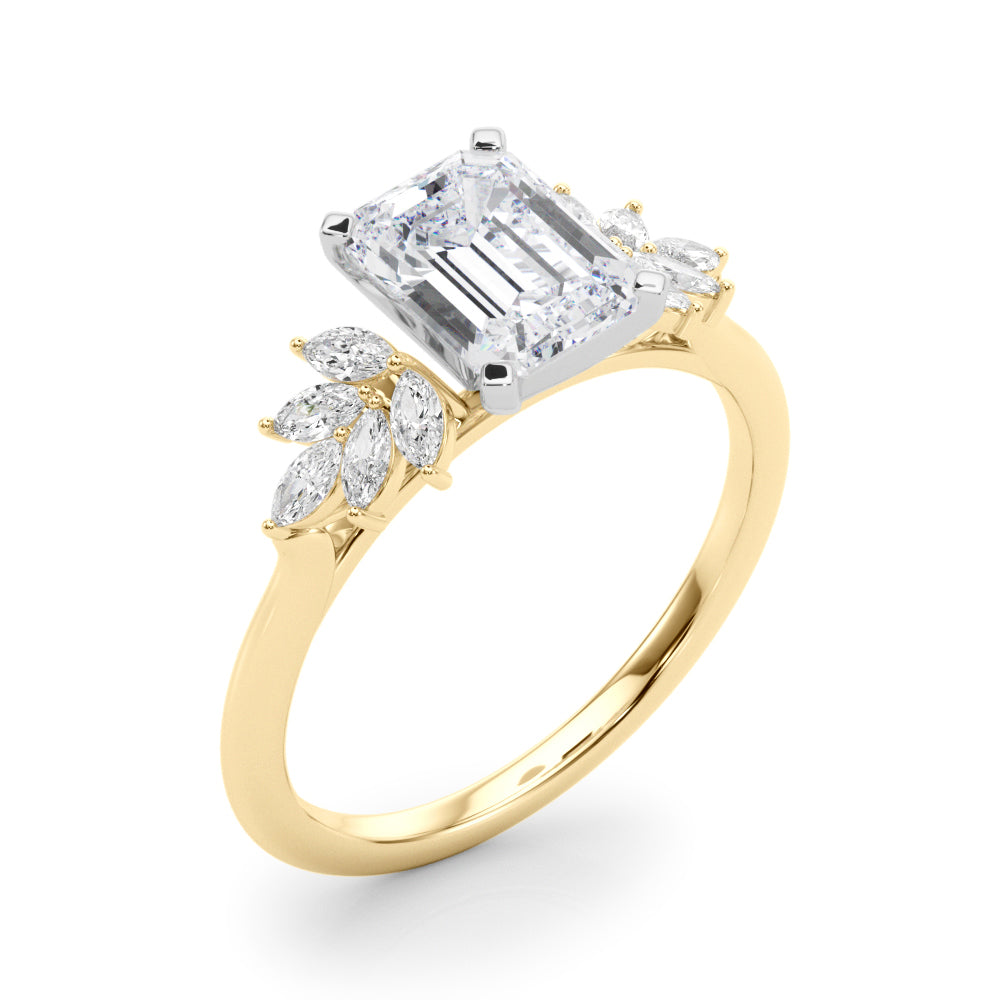 Radiant Peg Center Marquise Diamond Engagement Ring in 10K/14K gold and platinum with certified lab-grown or natural diamonds