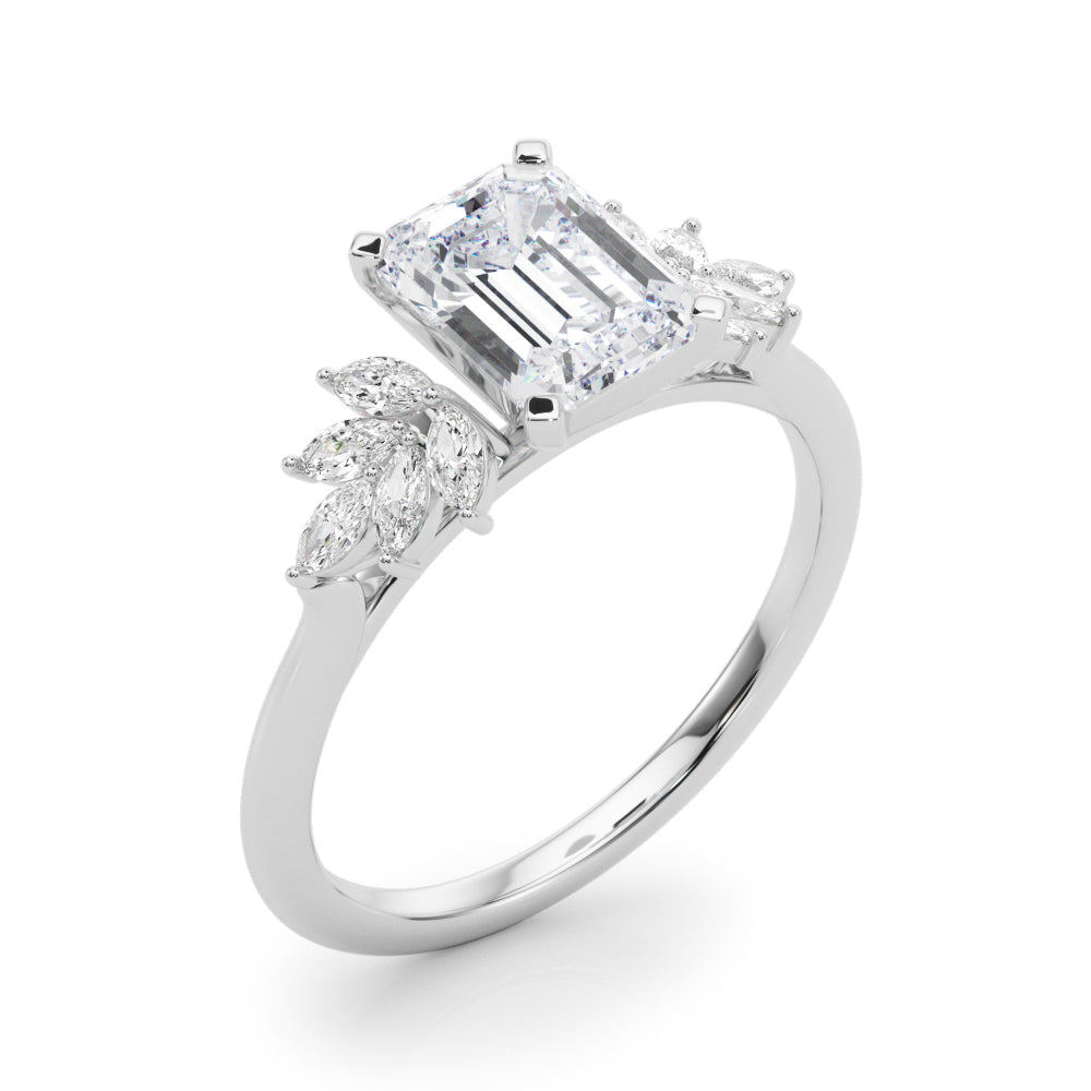 Radiant Peg Center Marquise Diamond Engagement Ring in 10K/14K gold and platinum with certified lab-grown or natural diamonds