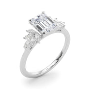 Radiant Peg Center Marquise Diamond Engagement Ring in 10K/14K gold and platinum with certified lab-grown or natural diamonds