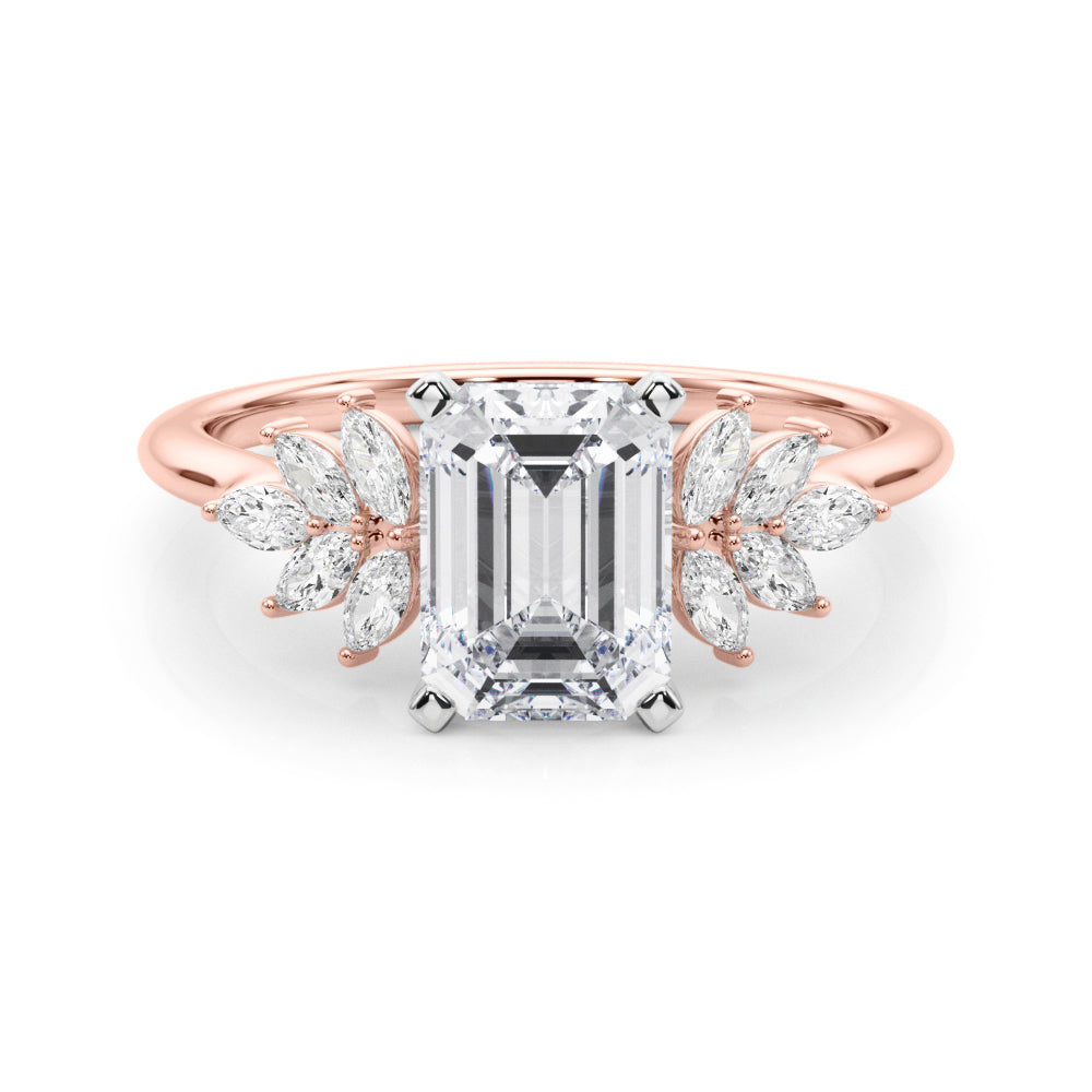 Radiant Peg Center Marquise Diamond Engagement Ring in 10K/14K gold and platinum with certified lab-grown or natural diamonds