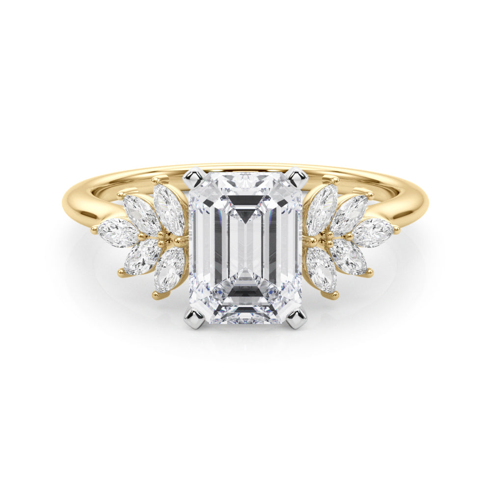 Radiant Peg Center Marquise Diamond Engagement Ring in 10K/14K gold and platinum with certified lab-grown or natural diamonds