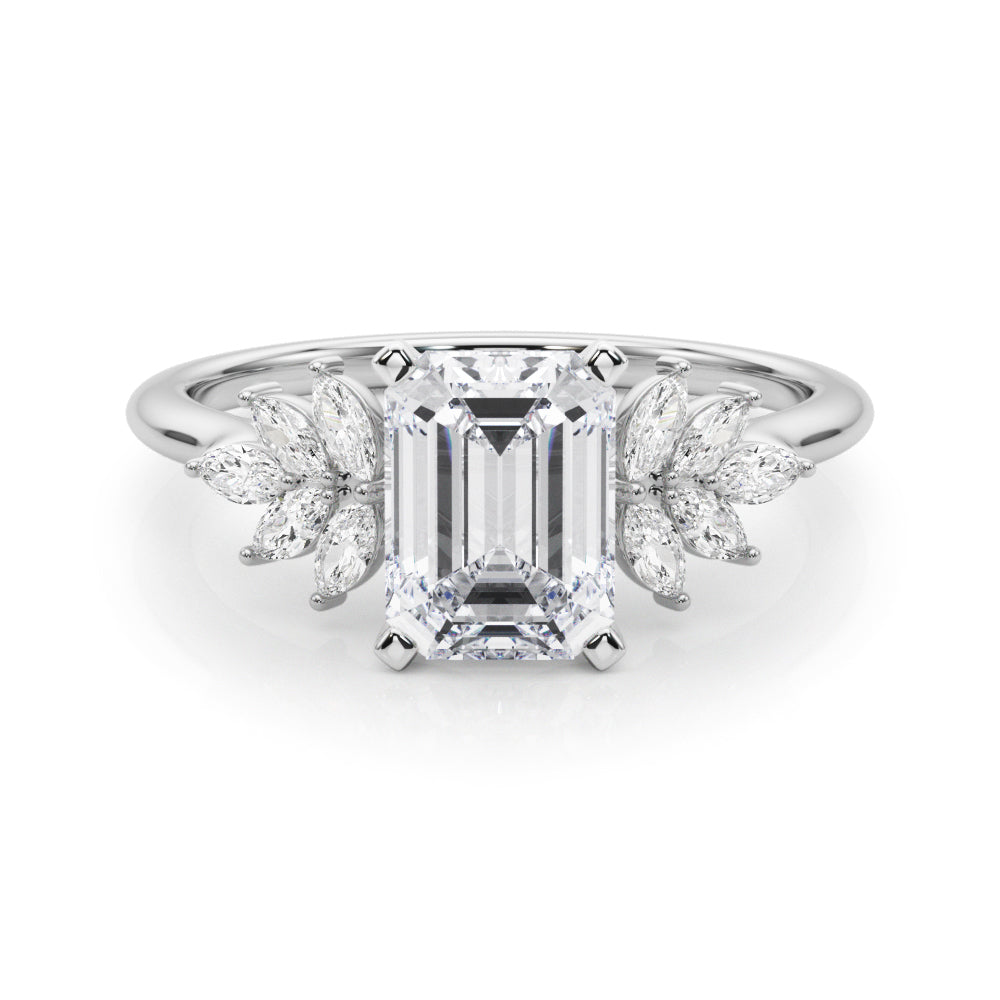 Radiant Peg Center Marquise Diamond Engagement Ring in 10K/14K gold and platinum with certified lab-grown or natural diamonds