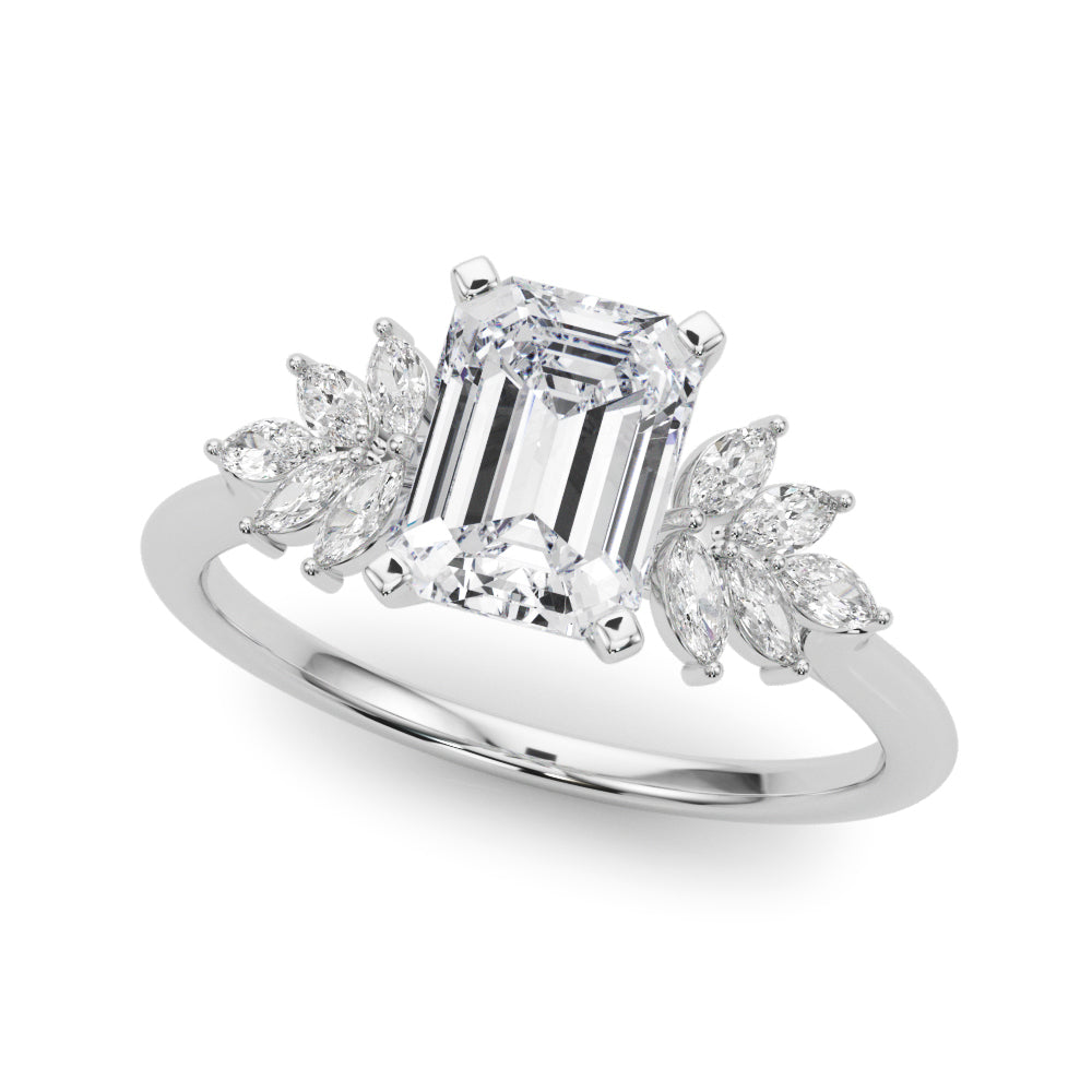 Radiant Peg Center Marquise Diamond Engagement Ring in 10K/14K gold and platinum with certified lab-grown or natural diamonds