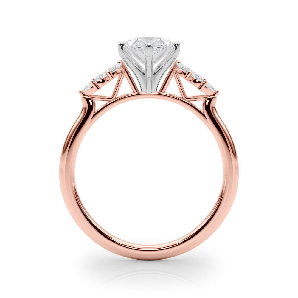 Radiant Peg Center Marquise Diamond Engagement Ring in 10K/14K gold and platinum with certified lab-grown or natural diamonds