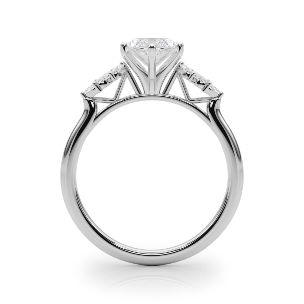 Radiant Peg Center Marquise Diamond Engagement Ring in 10K/14K gold and platinum with certified lab-grown or natural diamonds