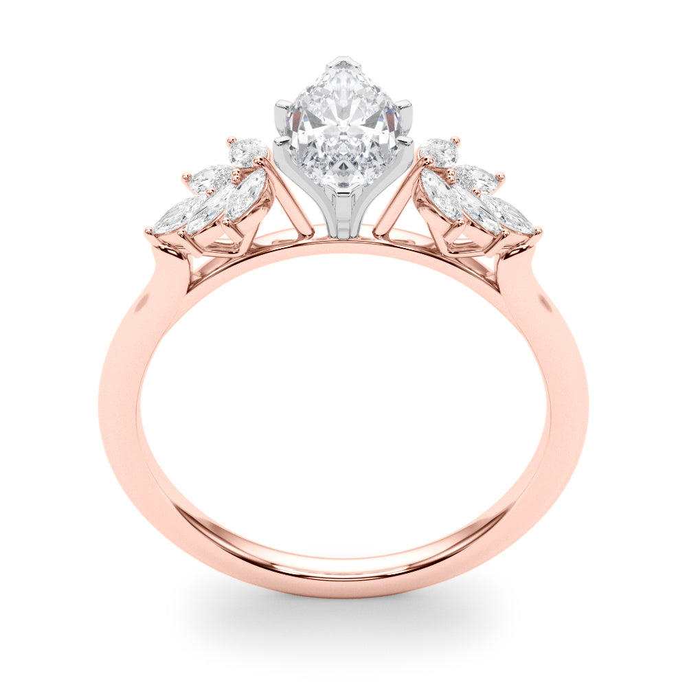 Radiant Peg Center Marquise Diamond Engagement Ring in 10K/14K gold and platinum with certified lab-grown or natural diamonds