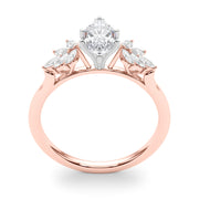 Radiant Peg Center Marquise Diamond Engagement Ring in 10K/14K gold and platinum with certified lab-grown or natural diamonds