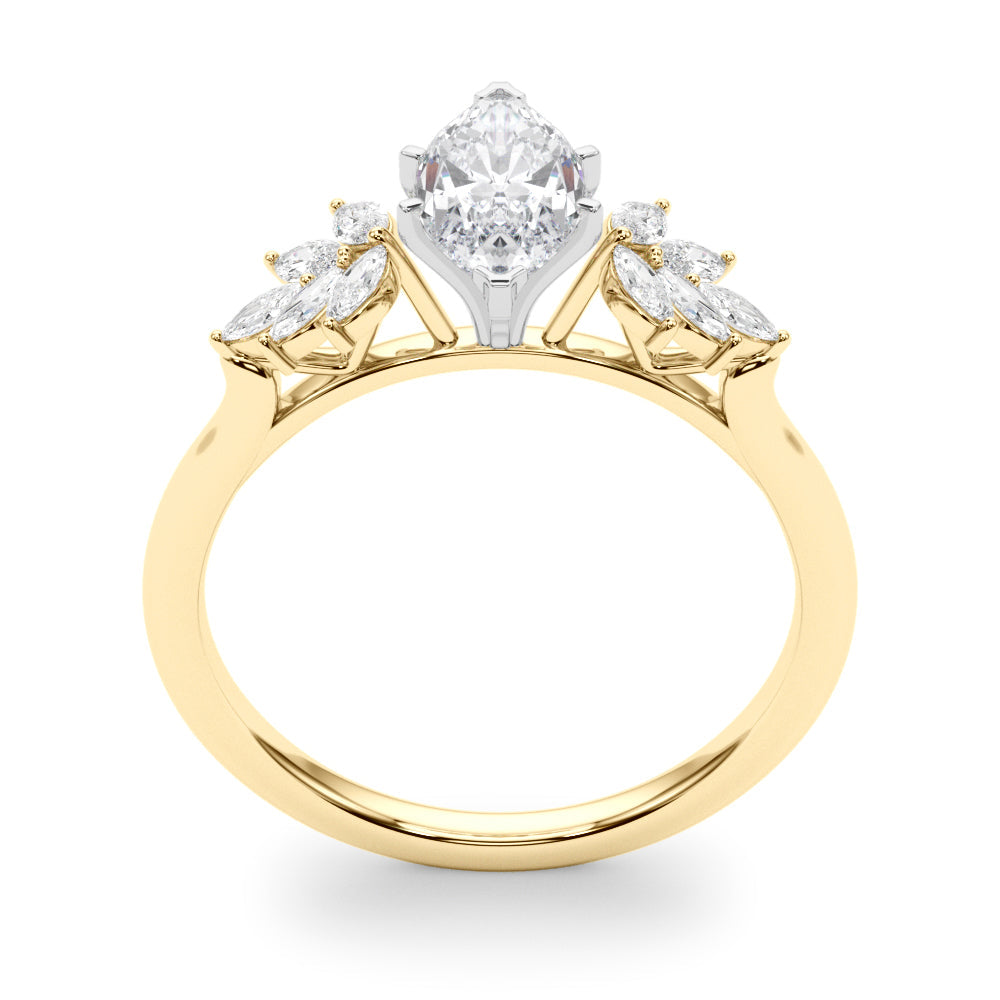 Radiant Peg Center Marquise Diamond Engagement Ring in 10K/14K gold and platinum with certified lab-grown or natural diamonds
