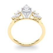 Radiant Peg Center Marquise Diamond Engagement Ring in 10K/14K gold and platinum with certified lab-grown or natural diamonds