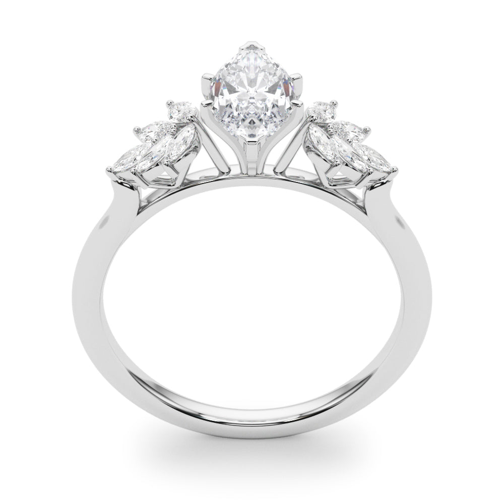 Radiant Peg Center Marquise Diamond Engagement Ring in 10K/14K gold and platinum with certified lab-grown or natural diamonds