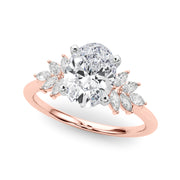 Radiant Peg Center Marquise Diamond Engagement Ring in 10K/14K gold and platinum with certified lab-grown or natural diamonds