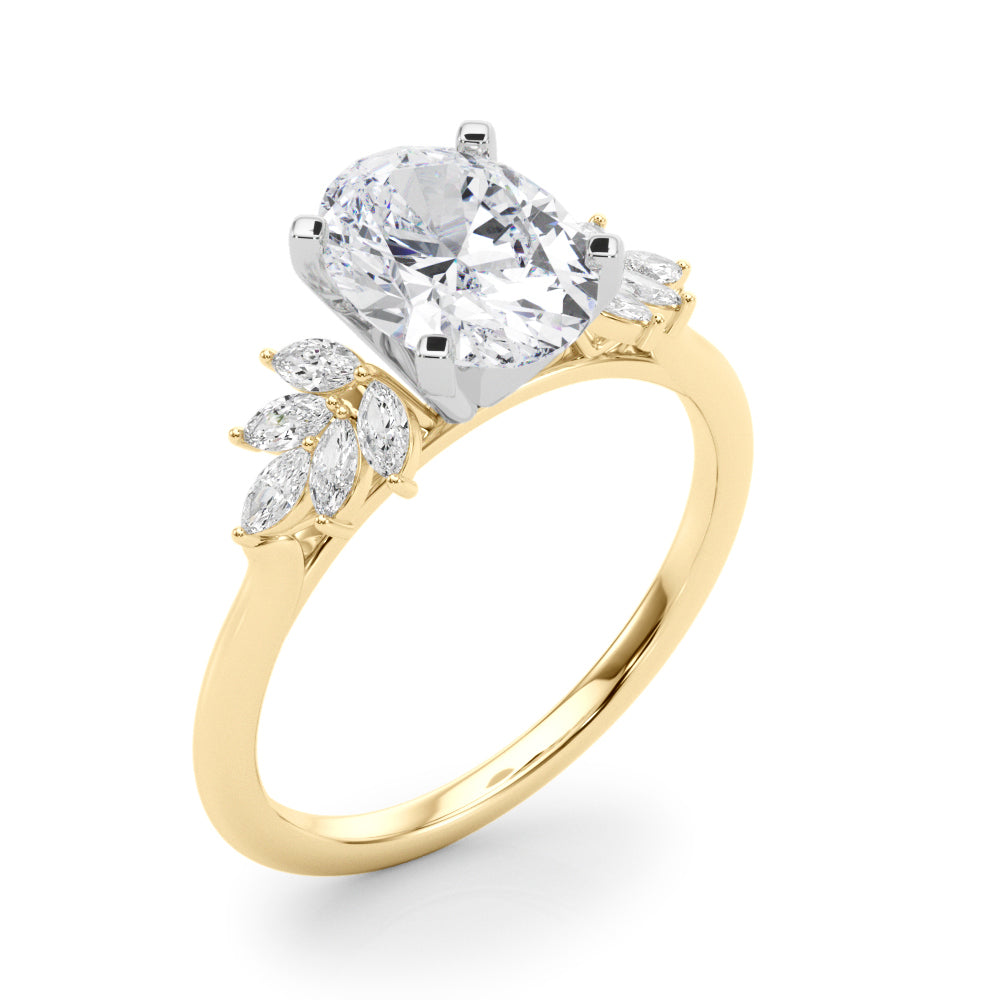 Radiant Peg Center Marquise Diamond Engagement Ring in 10K/14K gold and platinum with certified lab-grown or natural diamonds