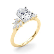 Radiant Peg Center Marquise Diamond Engagement Ring in 10K/14K gold and platinum with certified lab-grown or natural diamonds