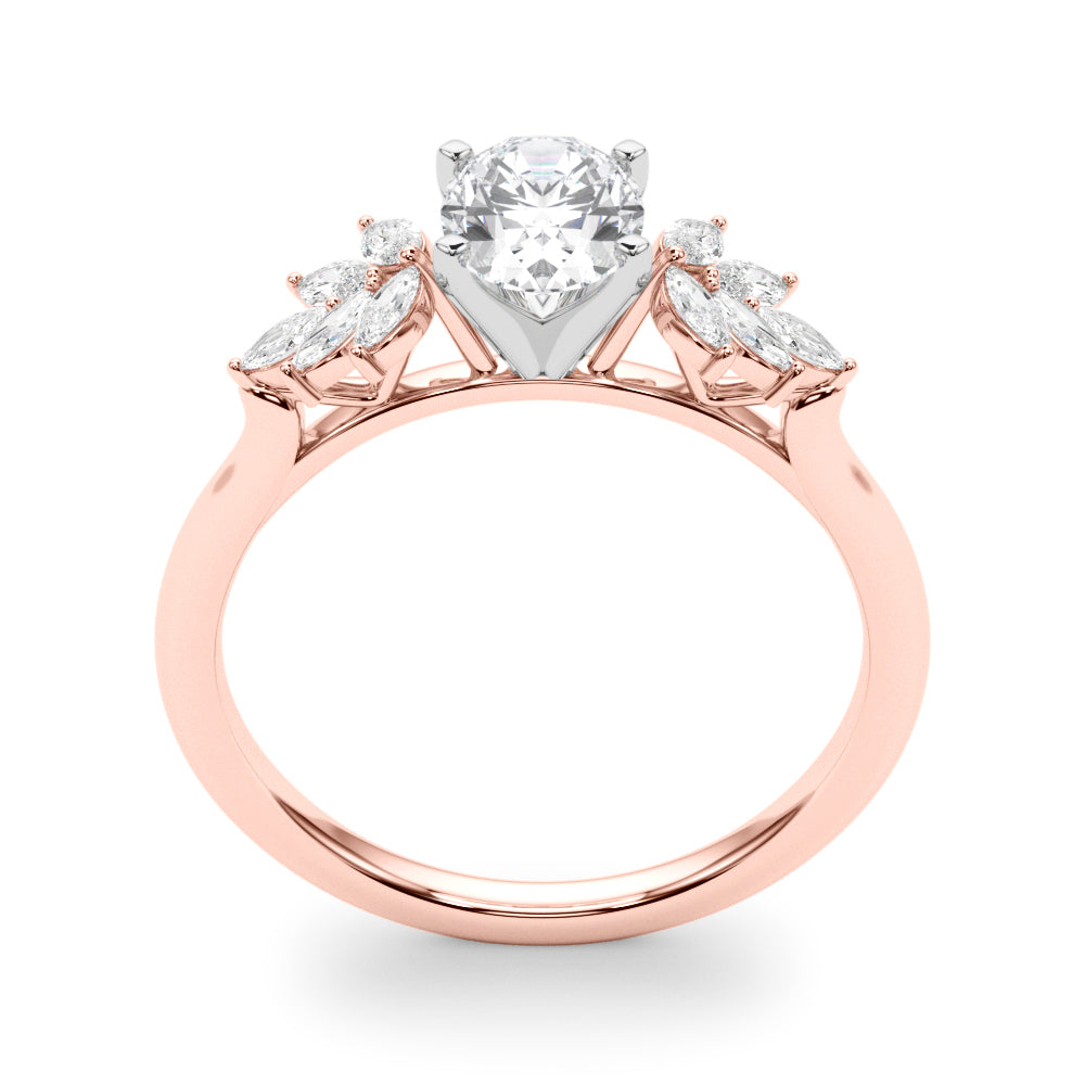 Radiant Peg Center Marquise Diamond Engagement Ring in 10K/14K gold and platinum with certified lab-grown or natural diamonds