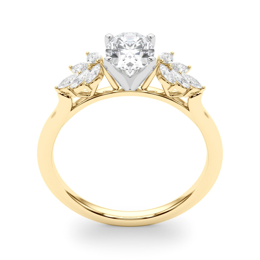 Radiant Peg Center Marquise Diamond Engagement Ring in 10K/14K gold and platinum with certified lab-grown or natural diamonds