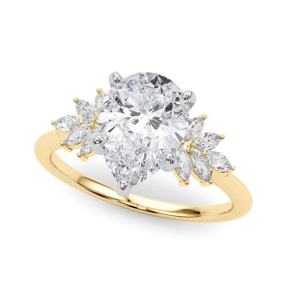 Radiant Peg Center Marquise Diamond Engagement Ring in 10K/14K gold and platinum with certified lab-grown or natural diamonds