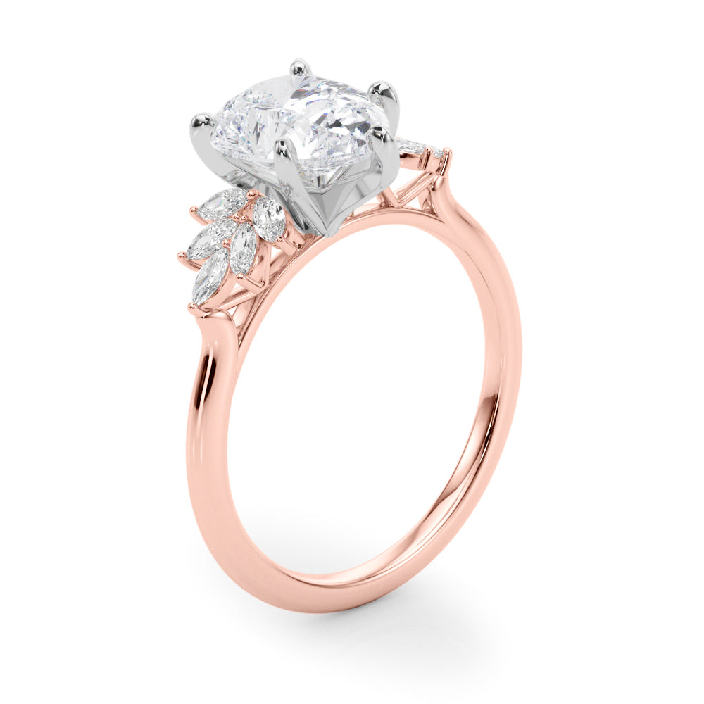 Radiant Peg Center Marquise Diamond Engagement Ring in 10K/14K gold and platinum with certified lab-grown or natural diamonds