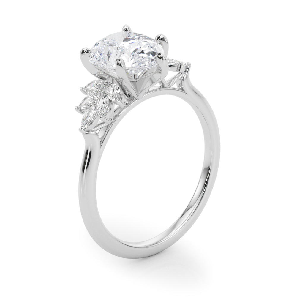 Radiant Peg Center Marquise Diamond Engagement Ring in 10K/14K gold and platinum with certified lab-grown or natural diamonds