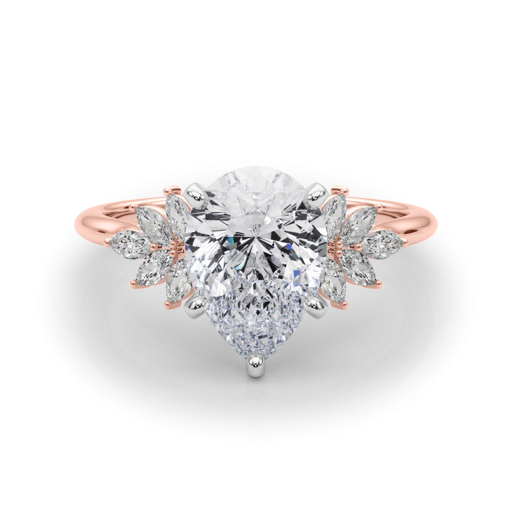 Radiant Peg Center Marquise Diamond Engagement Ring in 10K/14K gold and platinum with certified lab-grown or natural diamonds