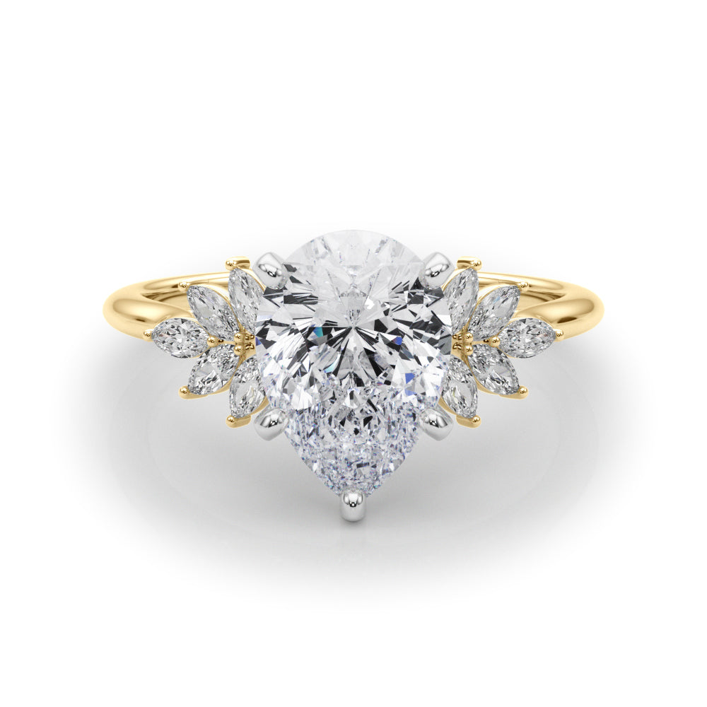 Radiant Peg Center Marquise Diamond Engagement Ring in 10K/14K gold and platinum with certified lab-grown or natural diamonds