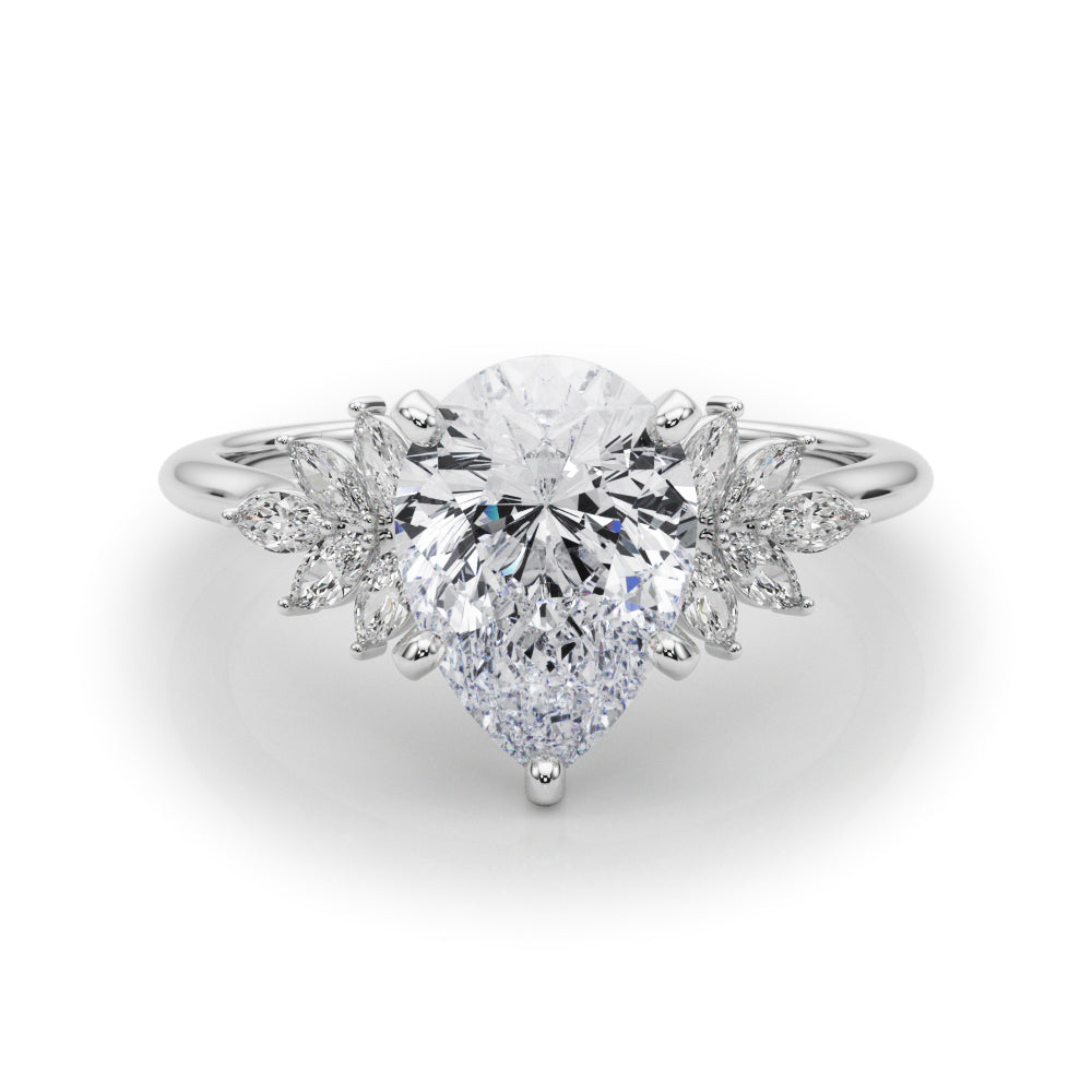 Radiant Peg Center Marquise Diamond Engagement Ring in 10K/14K gold and platinum with certified lab-grown or natural diamonds
