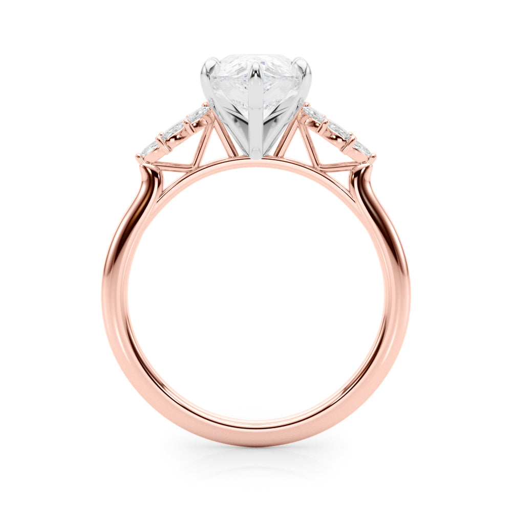 Radiant Peg Center Marquise Diamond Engagement Ring in 10K/14K gold and platinum with certified lab-grown or natural diamonds