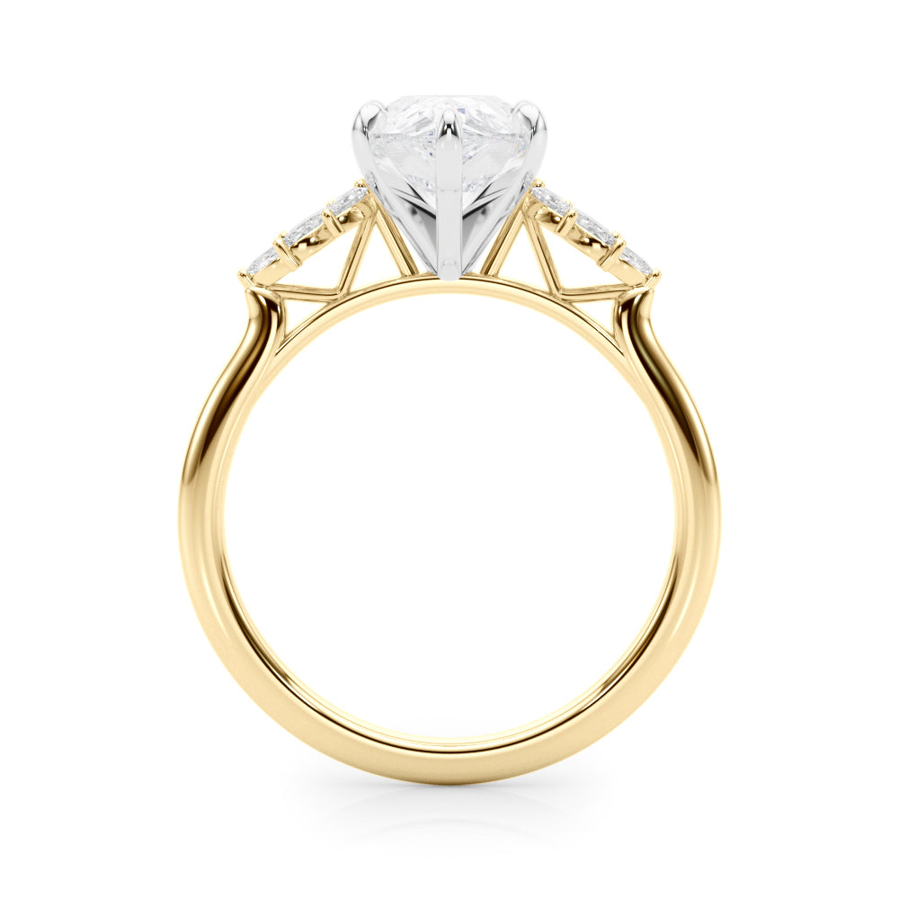Radiant Peg Center Marquise Diamond Engagement Ring in 10K/14K gold and platinum with certified lab-grown or natural diamonds