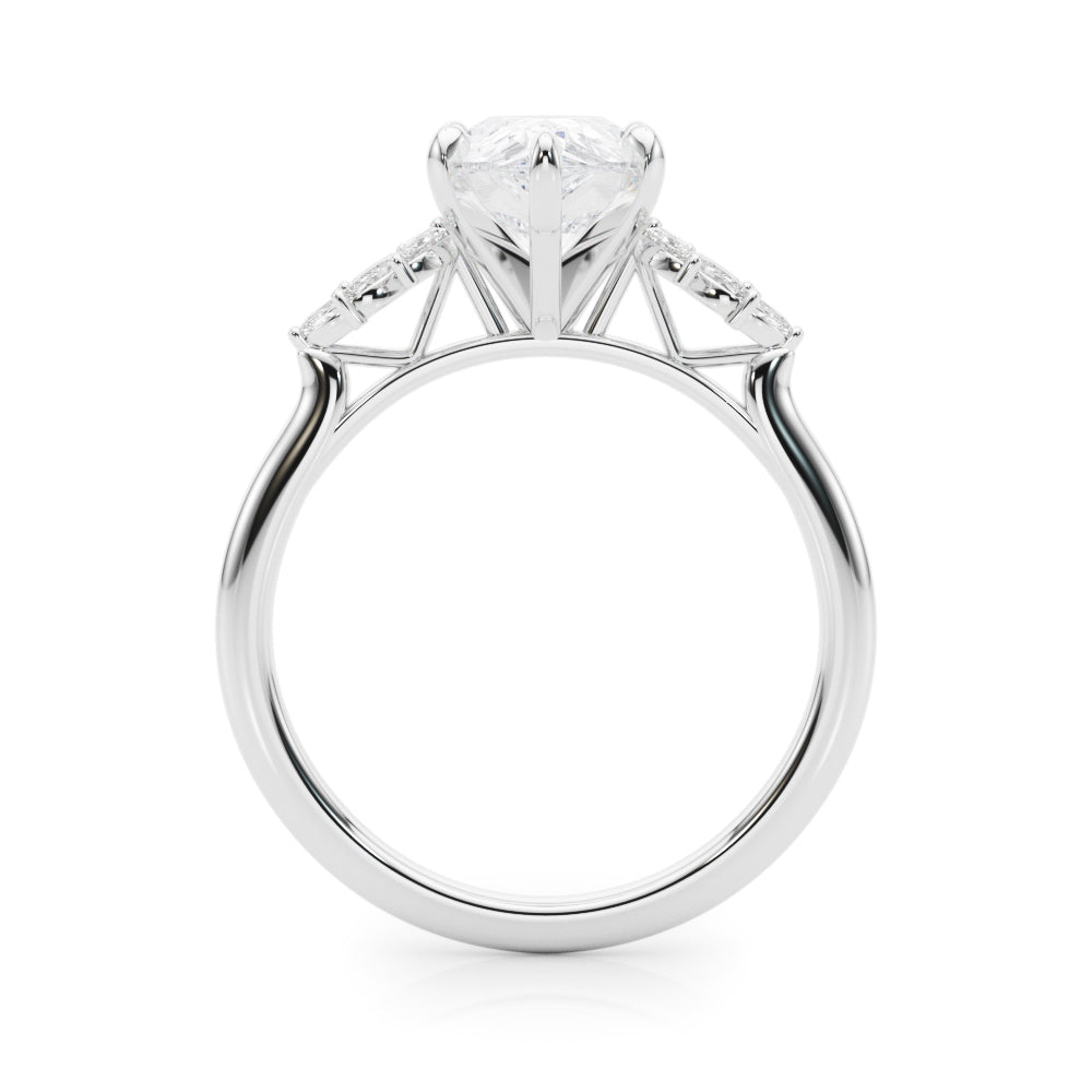 Radiant Peg Center Marquise Diamond Engagement Ring in 10K/14K gold and platinum with certified lab-grown or natural diamonds