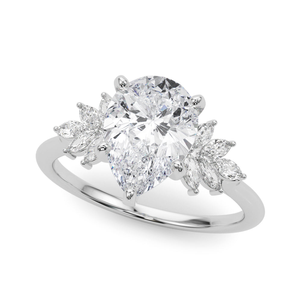 Radiant Peg Center Marquise Diamond Engagement Ring in 10K/14K gold and platinum with certified lab-grown or natural diamonds