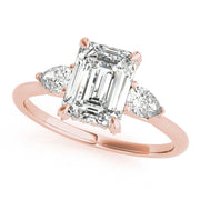 Majestic Cut Center Emerald Diamond Engagement Ring in 10K/14K gold and platinum with certified lab-grown or natural diamonds