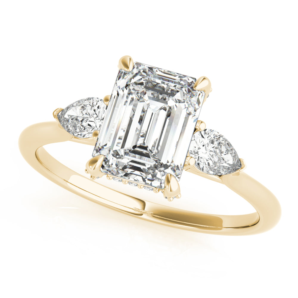 Majestic Cut Center Emerald Diamond Engagement Ring in 10K/14K gold and platinum with certified lab-grown or natural diamonds
