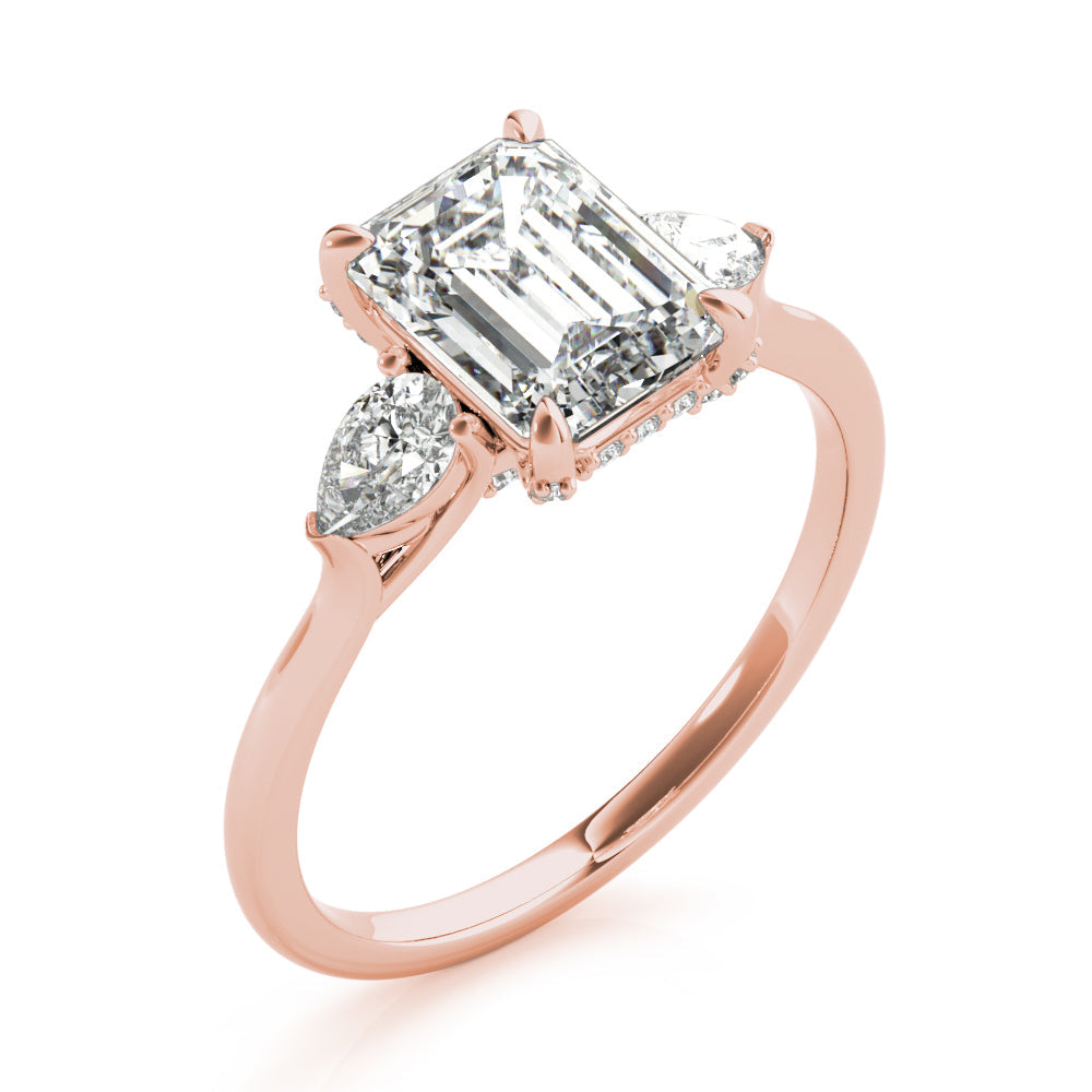 Majestic Cut Center Emerald Diamond Engagement Ring in 10K/14K gold and platinum with certified lab-grown or natural diamonds
