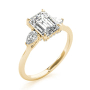 Majestic Cut Center Emerald Diamond Engagement Ring in 10K/14K gold and platinum with certified lab-grown or natural diamonds