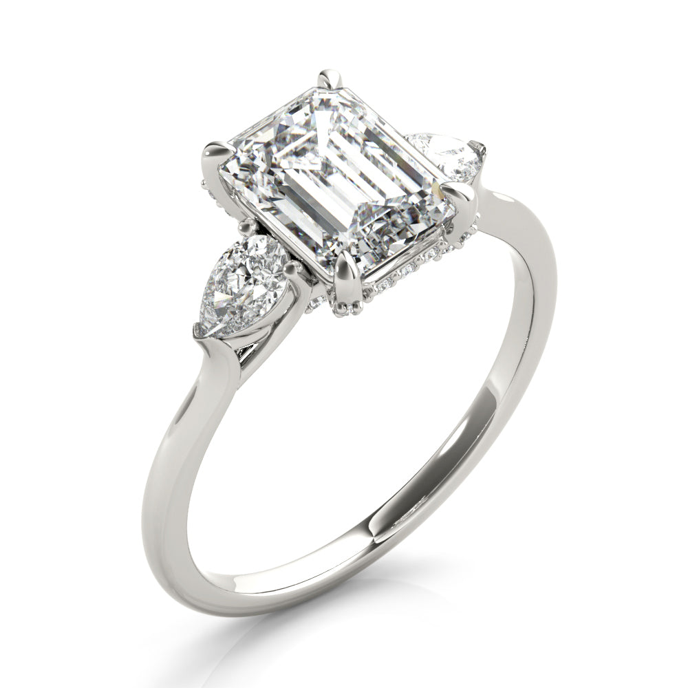 Majestic Cut Center Emerald Diamond Engagement Ring in 10K/14K gold and platinum with certified lab-grown or natural diamonds