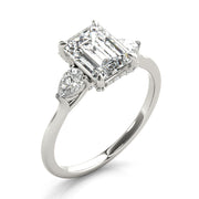 Majestic Cut Center Emerald Diamond Engagement Ring in 10K/14K gold and platinum with certified lab-grown or natural diamonds