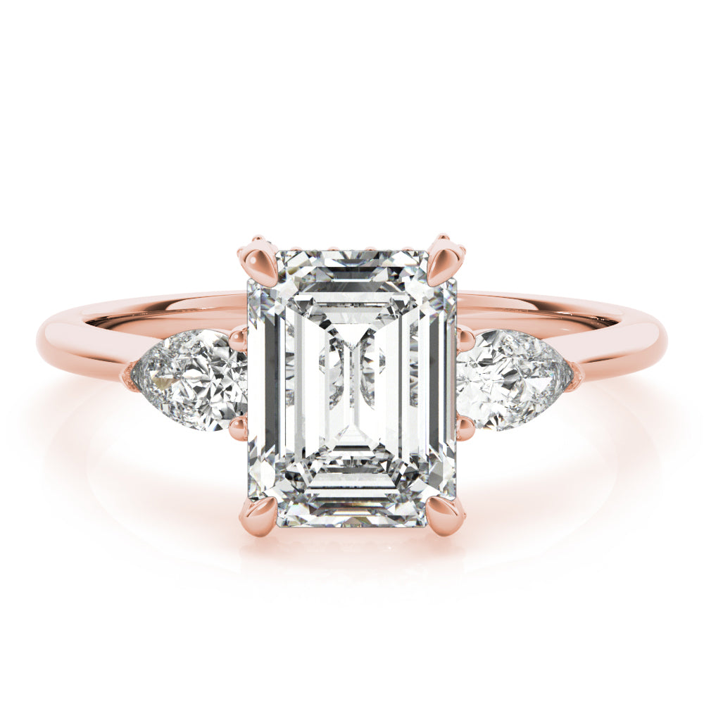 Majestic Cut Center Emerald Diamond Engagement Ring in 10K/14K gold and platinum with certified lab-grown or natural diamonds