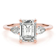 Majestic Cut Center Emerald Diamond Engagement Ring in 10K/14K gold and platinum with certified lab-grown or natural diamonds