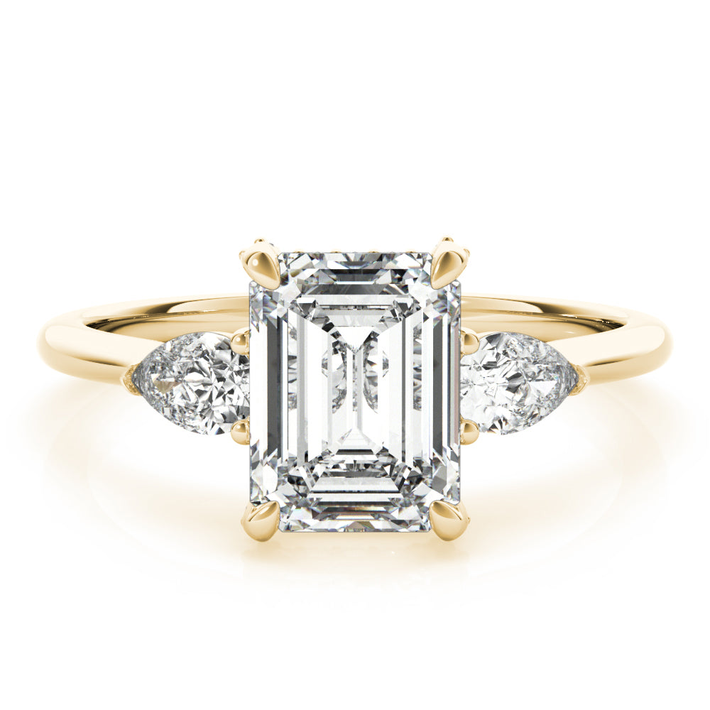 Majestic Cut Center Emerald Diamond Engagement Ring in 10K/14K gold and platinum with certified lab-grown or natural diamonds