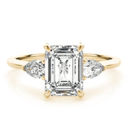 Majestic Cut Center Emerald Diamond Engagement Ring in 10K/14K gold and platinum with certified lab-grown or natural diamonds