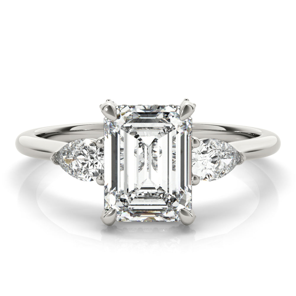 Majestic Cut Center Emerald Diamond Engagement Ring in 10K/14K gold and platinum with certified lab-grown or natural diamonds