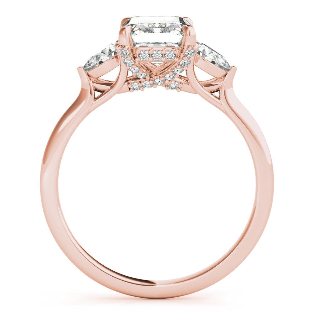 Majestic Cut Center Emerald Diamond Engagement Ring in 10K/14K gold and platinum with certified lab-grown or natural diamonds