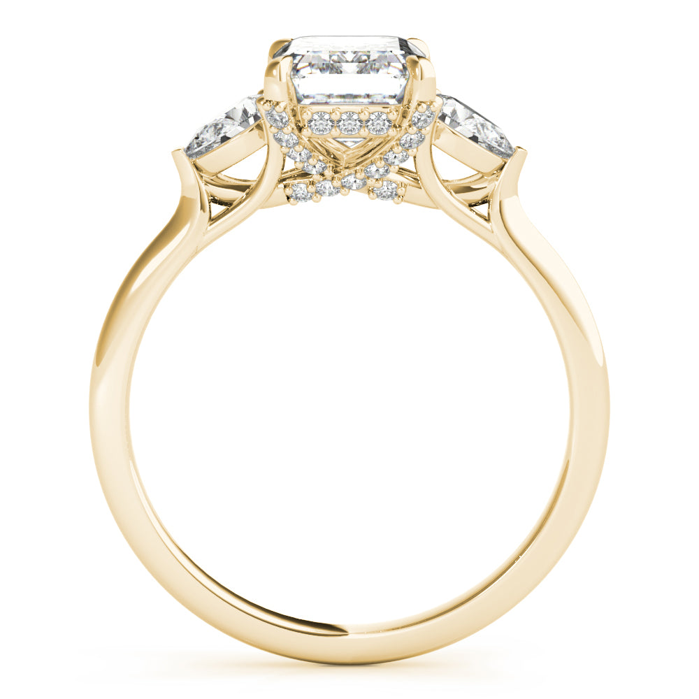 Majestic Cut Center Emerald Diamond Engagement Ring in 10K/14K gold and platinum with certified lab-grown or natural diamonds