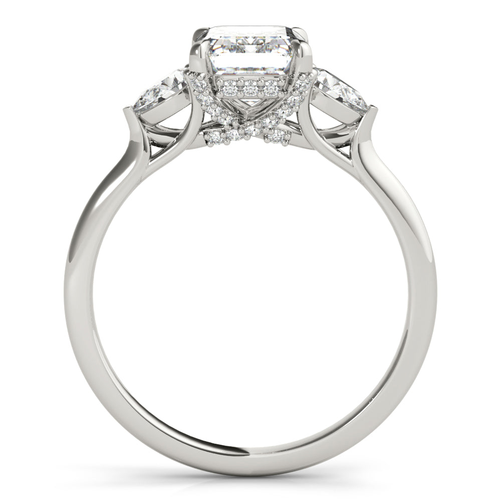 Majestic Cut Center Emerald Diamond Engagement Ring in 10K/14K gold and platinum with certified lab-grown or natural diamonds