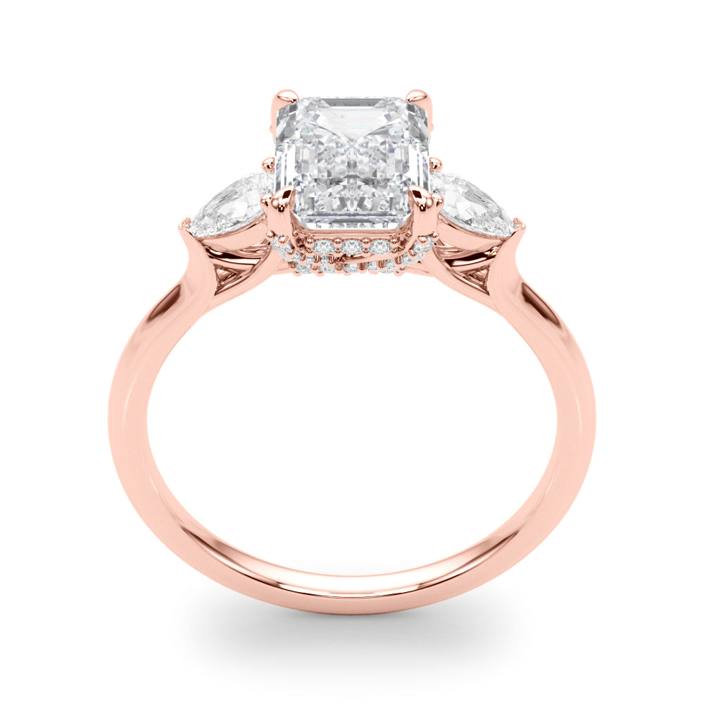 Majestic Cut Center Emerald Diamond Engagement Ring in 10K/14K gold and platinum with certified lab-grown or natural diamonds