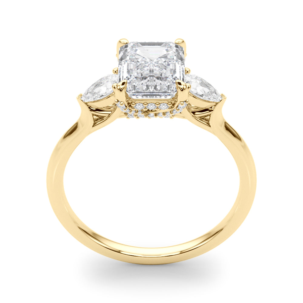 Majestic Cut Center Emerald Diamond Engagement Ring in 10K/14K gold and platinum with certified lab-grown or natural diamonds